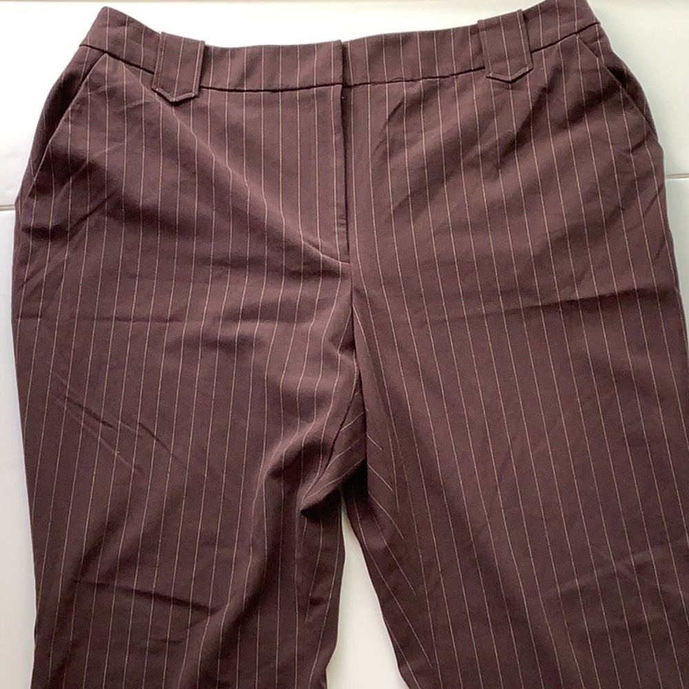 Apostrophe stretch brown pinstripe dress pants‘ Size 16 - Picture 2 of 8